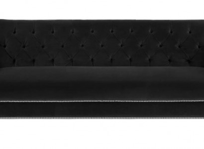 Luxury black fabric sofa velvet three-seater upholstery furniture hotel living room practice